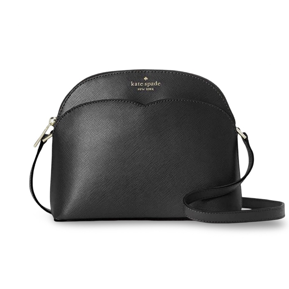 Kate Spade Black Saffiano Leather Payton Dome Crossbody Hand Shoulder Bag Purse